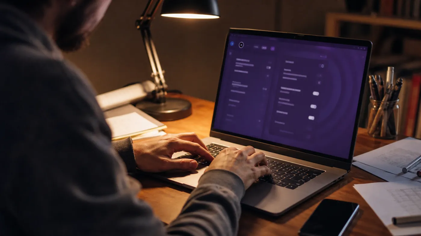 user adjusting Tor Browser settings on a laptop
