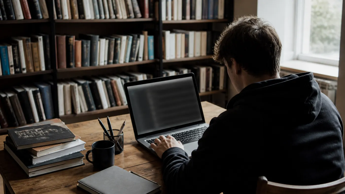 user exploring I2P browser in a library