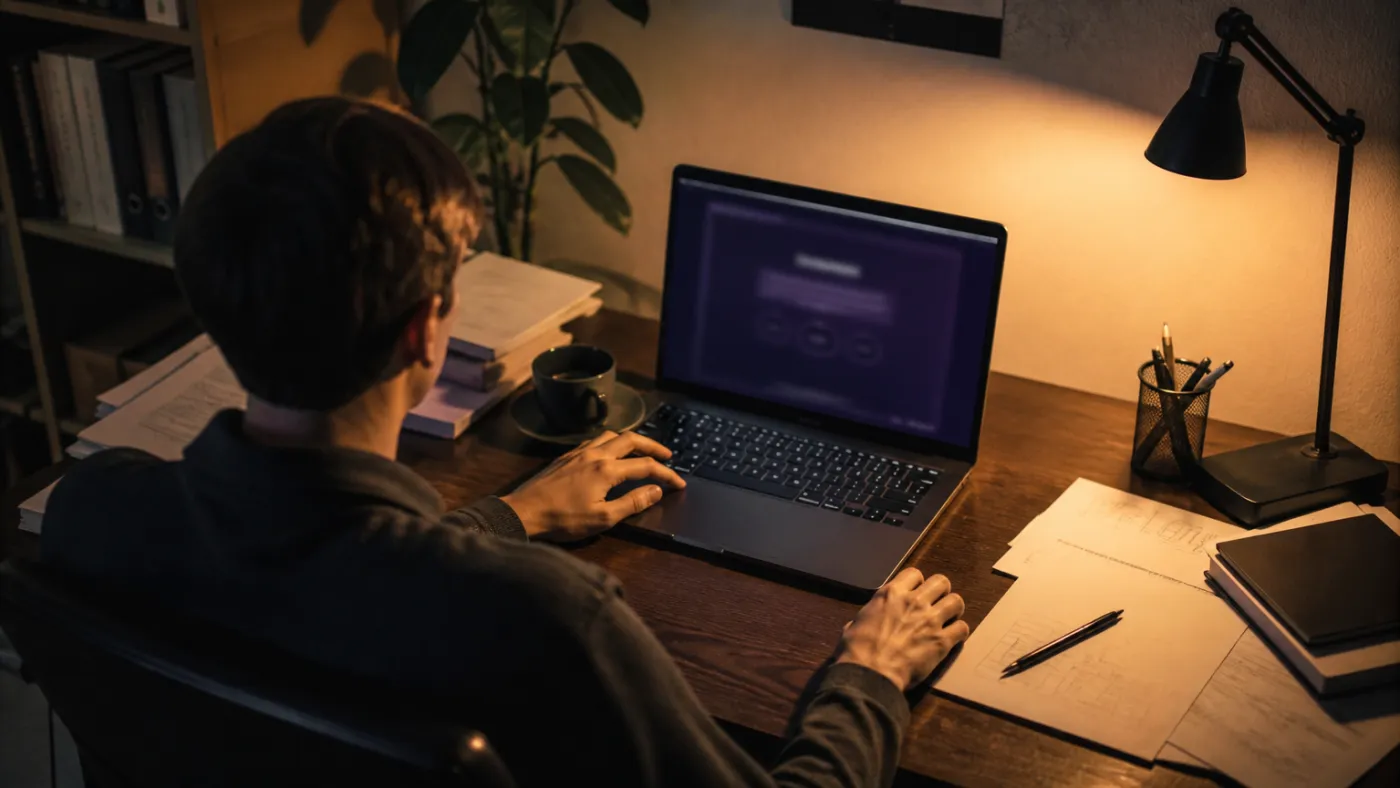 individual in home office using Tor Browser